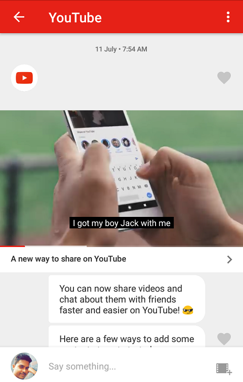 Share videos and chat in the YouTube app