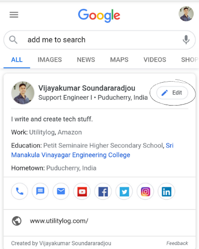 Edit your people card on Google Search