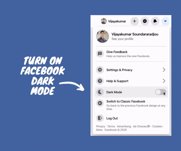 Turn on Facebook dark mode in desktop