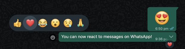 How to use and send WhatsApp reactions on WhatsApp Web