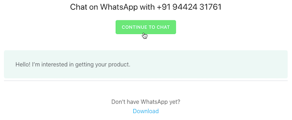 Send a WhatsApp pre-filled message without adding a contact
